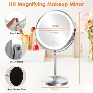 Wholesale Wall Mounted Round Double Sided <b>Lighted</b> <b>Vanity</b> <b>Mirror</b> Stainless Steel Frame Black Professional Makeup <b>Mirror</b> - Product Image 5