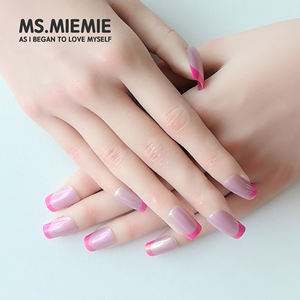 Ms.Miemie – Lot de 24 faux ongles réutilisables en forme de cercueil, style <span class=keywords><strong>French</strong></span> Manucure Métallique Aurore, pour application sur les doigts – Vente en gros - Product Image 1