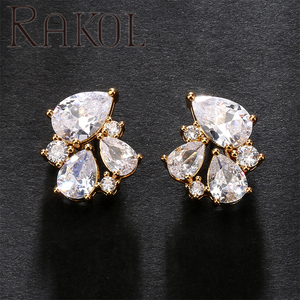 RAKOL EP5441 Super High-Quality <b>Handmade</b> Exquisite Water Drop Crystal Korean Fashion Cute Date Women's <b>Earrings</b> - Product Image 6