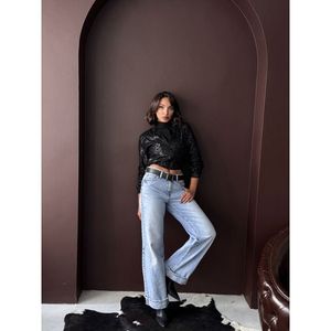 Vestes en velours côtelé noir pour femmes Topshow, vente en gros, avec franges, broderies, sequins, longueur courte, en cuir et polyester, fourrure personnalisée - Product Image 3