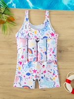 Maillot de bain une pièce pour enfants, imprimé licorne arc-en-ciel de dessin animé, pour filles, bébé, plage, vacances, ensemble une pièce