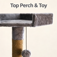 Arbre à chat pour grands chats avec plusieurs poteaux à gratter en sisal, trois plateformes de repose et un grand espace d'activités
