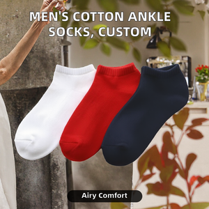 <b>Men's</b> High Quality Cotton Ankle <b>Socks</b> Breathable Casual Crew Bottom Logo Cuff Summer Customizable Size <b>White</b> Brown Blue - Product Image 2