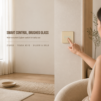 Interrupteur Zigbee avec panneau en verre brossé 86x86mm, interrupteur mural 1/2/3 voies pour la maison, l'hôtel, le bureau