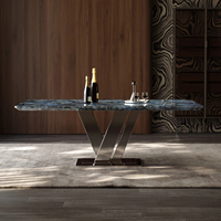 Table à manger rectangulaire en pierre, fabriquée en Chine, pour restaurant, mobilier de salle à manger