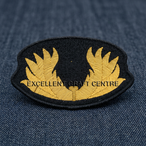 Custom Embroidered Cap Badge With Eagle And Laurel Wreath <b>Sew</b>-On Fabric Patch For Uniform Garment - Product Image 1