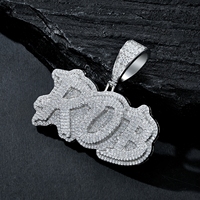 Collier avec pendentif lettre initiale personnalisable en argent sterling 925 entièrement serti de moissanite, style hip-hop pour hommes et femmes