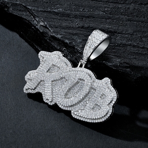Customizable Initial Letter <strong>Pendant</strong> Necklace 925 Sterling <strong>Silver</strong> Full Iced Out Moissanite Hip Hop Style <strong>for</strong> <strong>Men</strong> and Women - Product Image 1