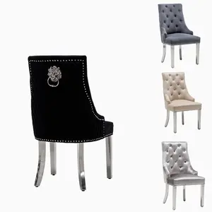 Chaise de salle à manger cloutée en tissu de velours tufté chaise d'appoint rembourrée meubles de maison chaise de salle à manger en cuir blanc Antique Frabic