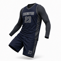 Maillot de basket-ball personnalisé, ensemble d'entraînement d'hiver antibactérien, tenue de sport personnalisée, kit de maillot de basket-ball