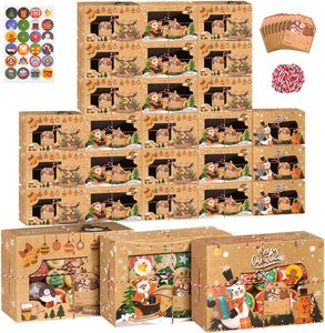 Scatole per Biscotti Natalizi da Regalare, Scatole per Pasticceria con Finestra, 3 Design in Cartone Kraft Marrone per Dolcetti - Product Image 1