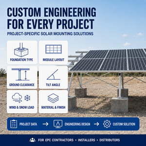 OEM Custom Aluminum Ground Mount Solar Racking System with Concrete <b>Foundation</b> for Commercial PV Solar Projects - Product Image 1