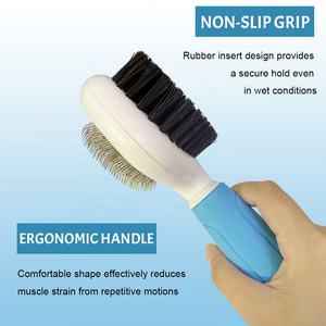 Brosse démêlante double face à poils rigides pour <span class=keywords><strong>chat</strong></span> et chien, peigne pour animaux de compagnie pour la perte de poils et le bain, vente en gros - Product Image 3