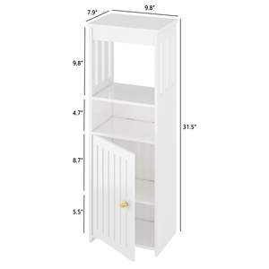 Organiseurs de salle de bain fins à 4 niveaux, armoire de rangement étroite pour salle de bain avec porte et étagère ouverte - Product Image 6