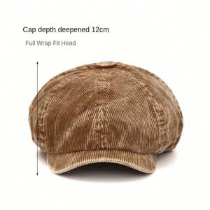 Gorra de Pana Lavada Estilo Británico 2025, Gorra Newsboy de 8 Paneles para Hombre, Moda y Vestimenta - Product Image 3