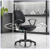 Chaise de bureau moderne en tissu, réglable en hauteur, pivotante, avec accoudoirs fixes, vérin à gaz classe 3, pour poste de travail informatique à domicile