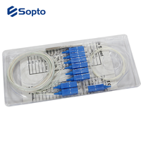 Sopto Fiber Splitter PLC 1*2 1*8 1*16 1*32 untuk G.657.A1 0.9mm SC/UPC konektor 1M pemisah optik tabung baja