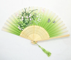 Personalized Customized Bamboo <b>Frame</b> Silk Folding Fan for Promotional Gift Fan With Tassels - Product Image 3