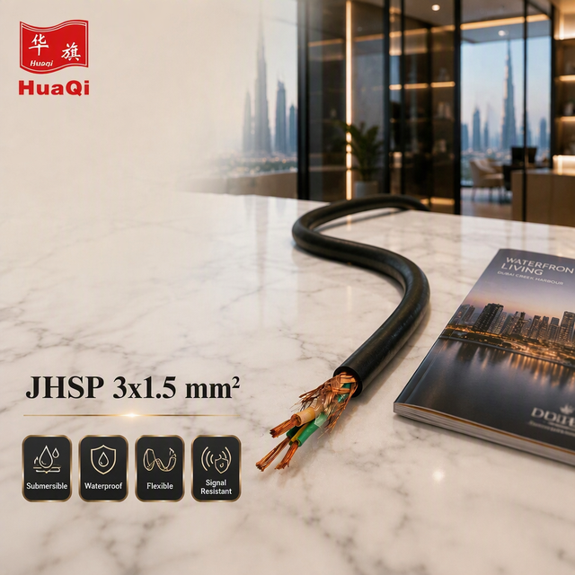 Huaqi 450/750V JHSP Waterproof Shielded Cable 3 Core 1.5mm² Rubber Flexible Submersible Cable for Deep Well Pumps