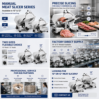 Trancheuse à viande commerciale 10/12 pouces, 180W, alimentation manuelle, trancheuse électrique pour charcuterie avec épaisseur réglable pour restaurant, boucherie