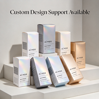 Emballage personnalisé écologique réutilisable pour produits de soin de la peau, emballage holographique artisanal, emballage imprimé personnalisé, étiquette privée personnalisée