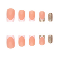 Faux ongles en acrylique ABS de type simple motif de cercueil Style salon en forme de U doigts à presser avec conception de ballet de colle pour ongles de bricolage