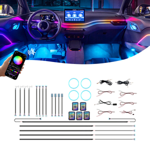 Striscia LED RGB Universale per Auto Symphony, 64 Colori, <span class=keywords><strong>Fibra</strong></span> <span class=keywords><strong>Ottica</strong></span> Acrilica, Sincronizzazione Musicale, Telecomando, 12V - Product Image 2
