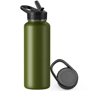 HAERS Custom 3 in 1 Water Bottle Insulated vacuum flask Stainless Steel tumbler with various Lid and straw