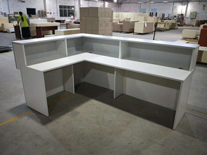 Bàn tiếp tân văn phòng cao cấp, bàn tiếp tân thương mại dài, bàn tiếp tân hiện đại màu trắng, bàn tiếp tân hình chữ L cho khách sạn, bàn tiếp tân cho tiệm làm đẹp - Product Image 3