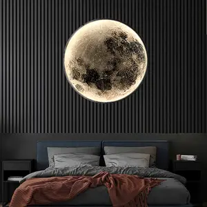 مصباح جداري لغرفة النوم من Universe Moon, مصباح جداري لغرفة النوم بجهد 220 فولت ، مصباح سقف لغرفة المعيشة في الداخل ، ديكور المنزل ، تصميم حديث ، تركيبات خلفية اسكندنافية