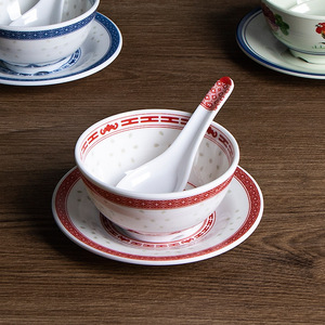 Bol à dessert rond en mélamine avec motif rouge pour soupe sucrée et lait caillé, idéal pour les fêtes, vaisselle commerciale durable - Product Image 5