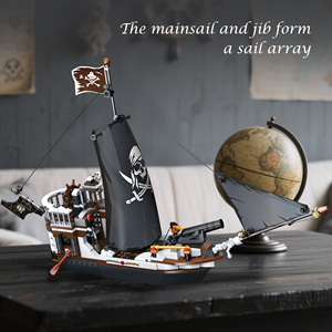 Ensemble de blocs de construction Pirate King <span class=keywords><strong>Skull</strong></span> Rowing Sailboat, décoration de la maison, cadeau pour enfants - Product Image 3