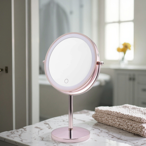 Altura ajustable USB Recargable LED Luces regulables Espejo de tocador Sensor personalizado Espejo de maquillaje con características táctiles - Product Image 1