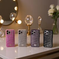 Étui de téléphone portable de luxe en TPU+PC antichoc avec diamants et paillettes en relief, sans support, pour S24/S25