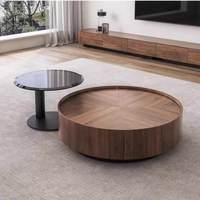 Ensemble de tables basses en noyer de style italien Wabi-Sabi, design simple, tables gigognes modernes avec rangement, meubles de salon, hôtel