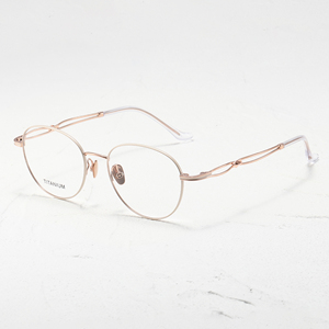 Gafas de titanio redondas de montura completa, color sólido, ligeras, unisex, para adultos, monturas para corrección de la visión - Product Image 2