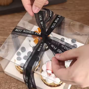 透明プラスチック製カップケーキ・バースデーケーキボックス 2/4/6/12個用 正方形 PP素材 食品対応包装 - Product Image 3