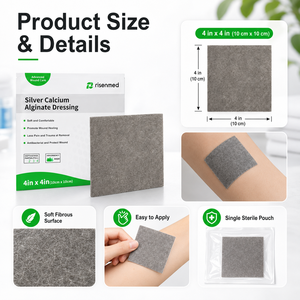 Risenmed Medical Wound Care Bacteriostatic Silver Alginate <strong>Dressing</strong> Sliver Calcium Alginate <strong>Hydrocollid</strong> <strong>Dressing</strong> - Product Image 6