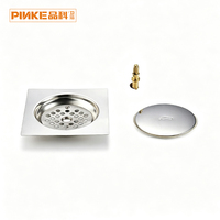 Siphon de sol carré en acier inoxydable chromé, système click pop-up, anti-odeur, anti-insectes, pour salle de bain, hôtel, villa, Ralo Piso