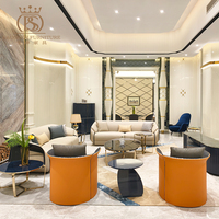 Ensemble de canapés en cuir haut de gamme BS Luxury 3+3+1+1 places, ensemble de meubles de salon pour villa, solution tout-en-un, design moderne, canapé d'hôtel