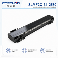 CTECHNO SLMF2C-31-2580 Plataforma de Posicionamiento con Motor Lineal de Accionamiento Directo, Empuje Nominal de 45 N, Recorrido de 2580 mm para Producción de Celdas Solares