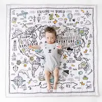 World Map Pattern Baby Crawling Mat, Game Blanket