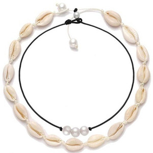 ชุดสร้อยคอเปลือกหอยประดับมุกเทียมและเปลือกหอยบดละเอียด เครื่องประดับแฟชั่นหลายชั้นสำหรับผู้หญิง - Product Image 3