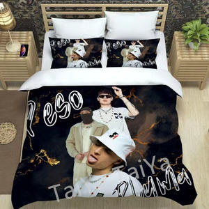 Venta al por mayor de lujo <span class=keywords><strong>Karol</strong></span> <span class=keywords><strong>G</strong></span> Peso Pluma Ferxxo impresión individual 3 uds ropa de cama niños sábana edredón edredones juego de cama - Product Image 2