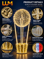 Sculpture lumineuse festive, ballon à air chaud de 450 cm de haut, sculpture lumineuse avec structure en aluminium pour motif de Noël