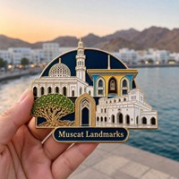Aimant de réfrigérateur 3D en métal émaillé personnalisé, motif Grande Mosquée de Mascate, Oman, souvenir touristique, cadeau avec logo personnalisé
