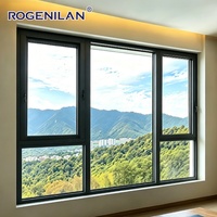 Fenêtre à auvent en aluminium de couleur personnalisée Rogenilan, verre trempé, extérieur, étanche, double vitrage pour maisons