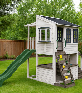 Tour de jeu en bois pour l'extérieur, aire de jeux de jardin, structure d'escalade en bois, ensemble de balançoires, échelle d'escalade en corde pour enfants avec accessoires en plastique - Product Image 2