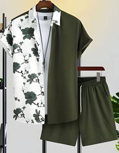 2024 abiti da spiaggia estivi da uomo Casual 2 pezzi camicia a maniche corte + Shorts pantaloni larghi con elastico stampato - Product Image 2