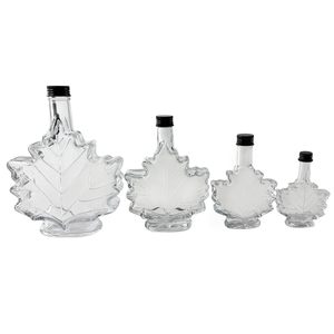 Bouteille en verre unique en forme de feuille d'<span class=keywords><strong>érable</strong></span>, capacité 50ml, 100ml, 250ml, pour Tequila et <span class=keywords><strong>Rhum</strong></span> Noir, avec couvercle inclus - Product Image 1